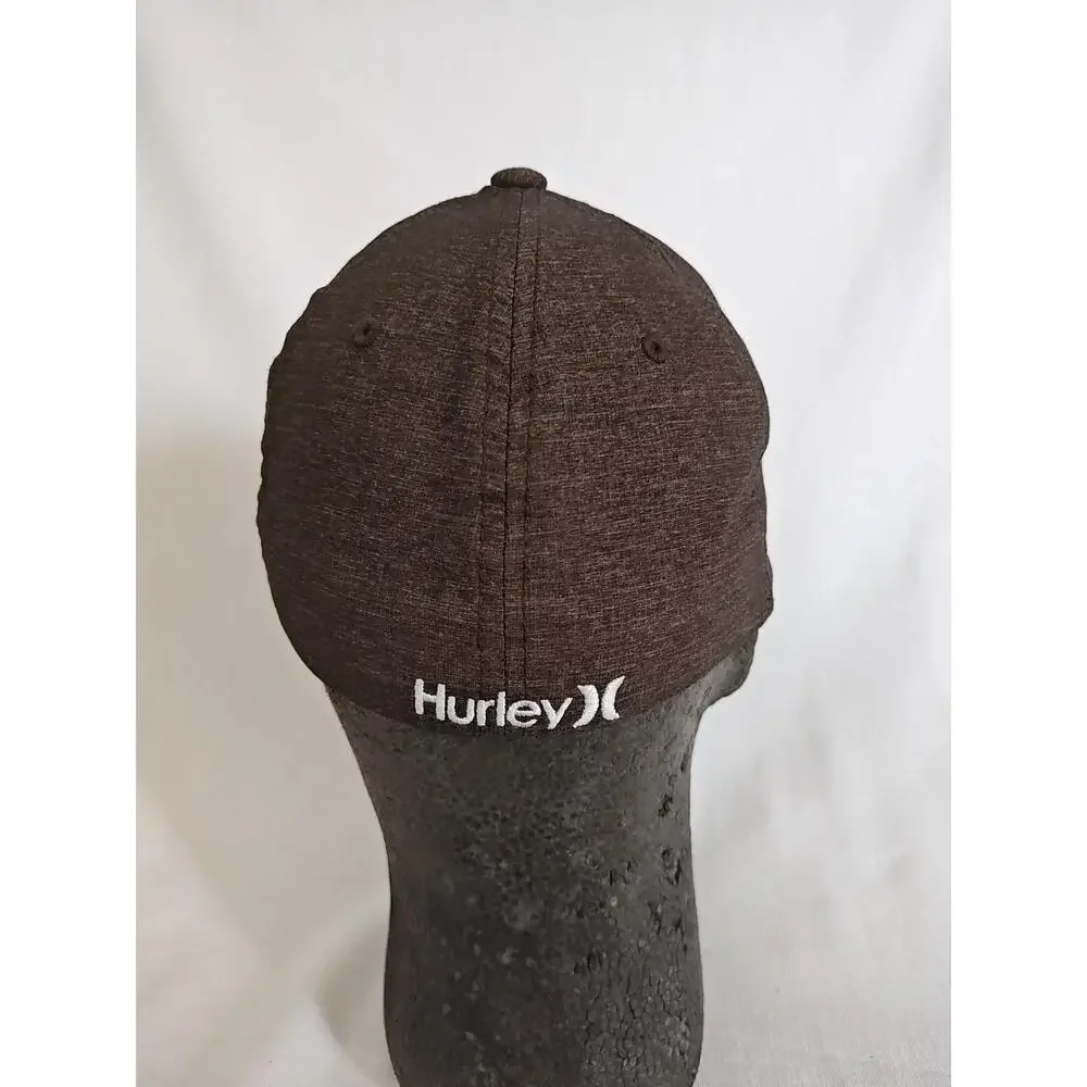 Hurley Men's Hat Brown Gray Yupoong Baseball Cap Flexfit S/M‎ Embroidered Logo